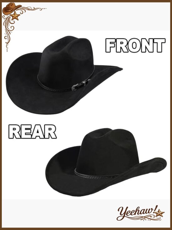 Shapeable Wide Brim Felt Cowboy Hat with Bolo Tie, Adjustable Fit main image 5